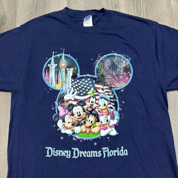 Vintage Y2K Disney Store Shirt Blue Disney Dreams Florida Men's Size Large - Picture 2 of 4